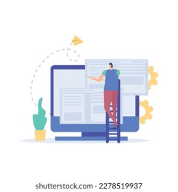 Ilustración vectorial del centro de llamadas de servicio de asistencia al cliente en línea