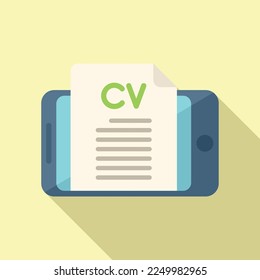 Online cv icon flat vector. Internet hire. Business interview