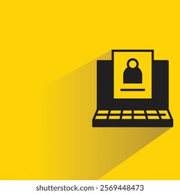 online cv icon with shadow on yellow background