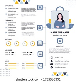 Online cv template. Resume template. Vector illustration. Flat design.