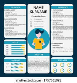 Online cv template. Resume template. Vector illustration. Flat design.