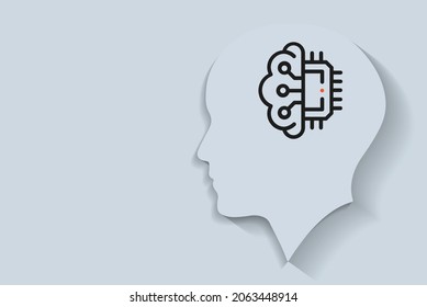 Online Cyber Intelligence Icon In Human Brain