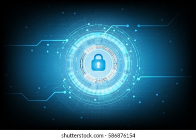 Online Cyber security  with lock and password for Vector technology background