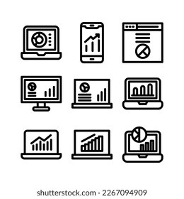 online data analytics icon or logo isolated sign symbol vector illustration - high quality black style vector icons