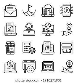 Online Data Analytics Linear Icons Pack
