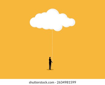 Online data collection, Opportunity, Career, Businessman holding a cloud