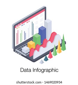 Online data infographic isometric icon 