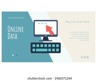Online data landing page template flat design