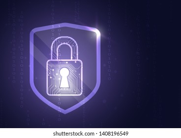 Online data protection shield and abstract with computer technology