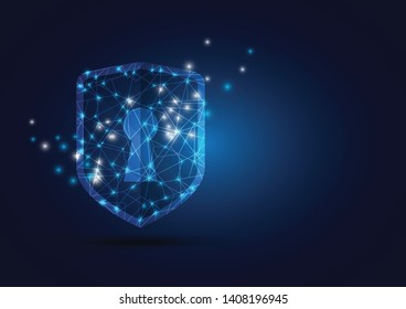 Online data protection shield and abstract with computer technology