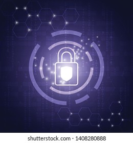 Online data protection shield and abstract with computer technology