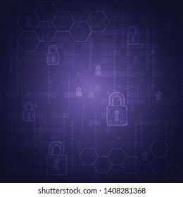 Online data protection shield and abstract with computer technology