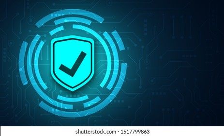 Online data protection shield and abstract with computer technology