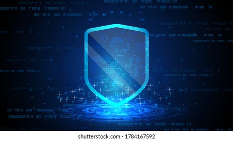 Online-Datenschutzschild und Abstrakte mit Computertechnologie