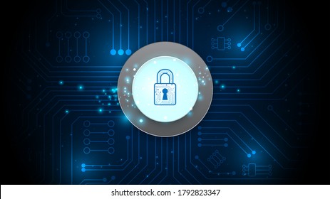Online data protection shield and abstract with computer technology