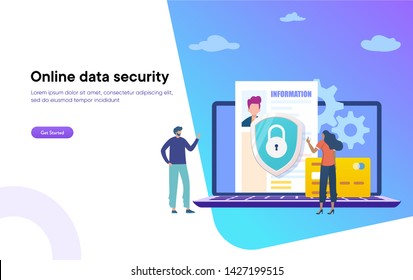 online data security Access vector illustration concept, man showing data security system, Security Data Protection
can use for, landing page, template, ui, web, homepage, poster, banner, flyer