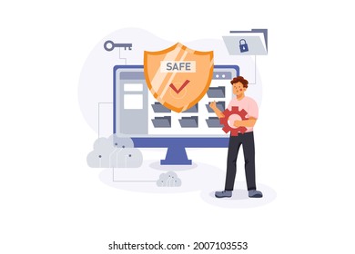 Online Data Security Illustration concept. Flat illustration isolated on white background.