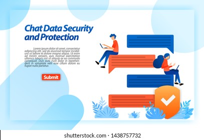 Online data security and Protection chat with an internet security system to protect the device and user privacy. vector illustration concept for landing page, ui ux, web, mobile app, poster, banner