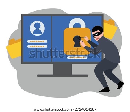 online data theft by hackers. Steal data illustration concept. cyber security. data theft