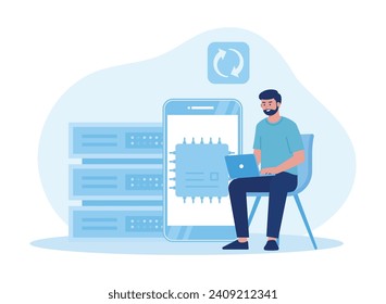 online database  cloud disk. data storage  information base  computer applications. trending concept flat illustration