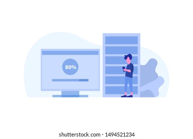 Online database. Internet datacenter connection, administrator concept vector illustration concept for web landing page template, banner, flyer and presentation