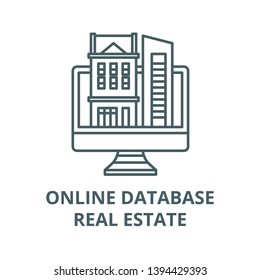 Online database of real estate vector line icon, linear concept, outline sign, symbol