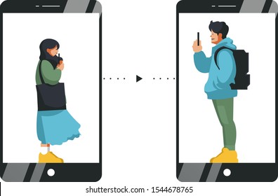 
Online dating app concept. flat vector illustration