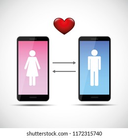 online dating app concept with man and woman pictogram vector illustration EPS10