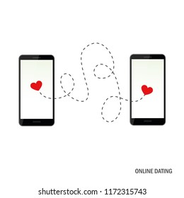 online dating app concept with two hearts vector illustration EPS10