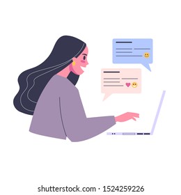 Online dating app concept. Virtual relationship and love. Communication between people through network. Perfect match and wedding. Flat vector illustration