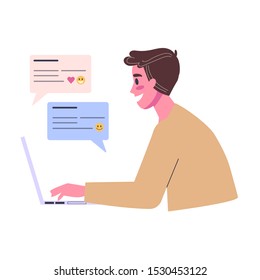 Online dating app concept. Virtual relationship and love. Communication between people through network. Perfect match. Flat vector illustration