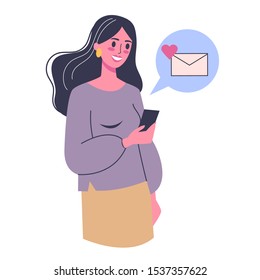 Online dating app concept. Virtual relationship and love. Communication between people through network. Perfect match. Flat vector illustration