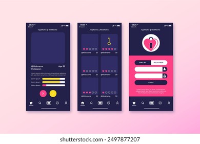 Online dating app interface smartphone vector design in eps 10