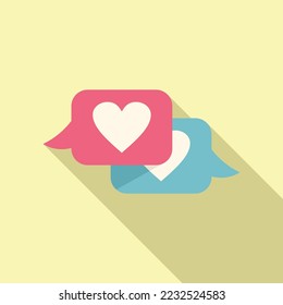 Online dating chat icon flat vector. App date. Love couple