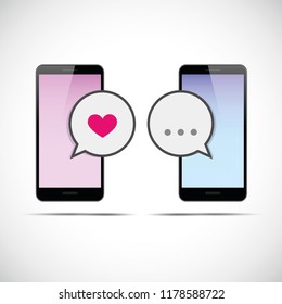 online dating communication pink and blue smartphone vector illustration EPS10