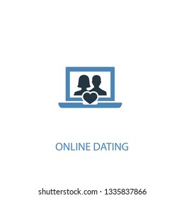 online dating concept 2 colored icon. Simple blue element illustration. online dating concept symbol design. Can be used for web and mobile UI/UX