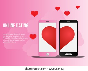 Online dating concept. Ready to use vector illustration. Suitable for background, wallpaper, landing page, web, banner, card and other creative work.