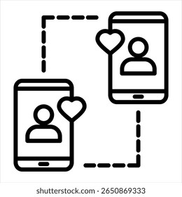 Online Dating apresenta um símbolo de coração combinado com um smartphone