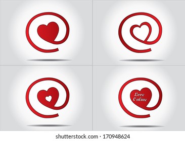 Online dating or finding love concept icon set - vector design illustration unusual art collection