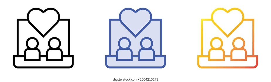 online dating icon. Linear, Blue Fill and Gradient Style Design Isolated On White Background