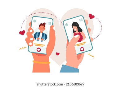 Online Dating Illustration concept. Flat illustration isolated on white background.