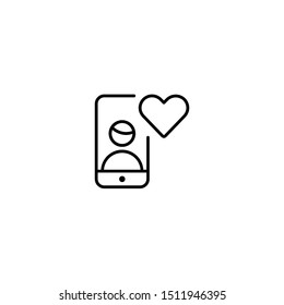 Online dating line icon design. Chat, love relationship. Phone.