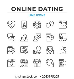 Online dating line icons set. Modern outline elements, graphic design concepts, simple symbols collection. Vector line icons