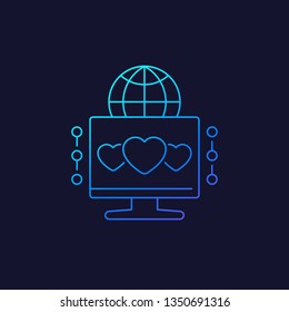 Online dating, linear icon