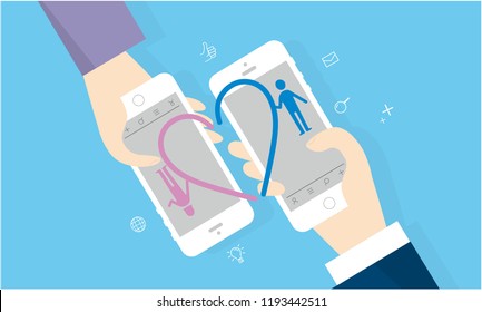 Online dating matching image, mobile, apps, vector illustration 1