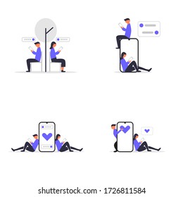 Online dating. Perfect for covers, brochures, posters, books, banners, leaflets, landing pages, social media content. Bundle content.