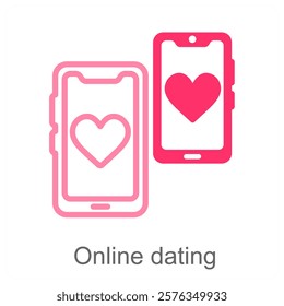 Online Dating and profile icon concept