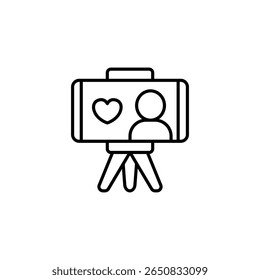 Perfil de Encontros Online Ícone de Foto com Coração e Contorno da Forma da Pessoa