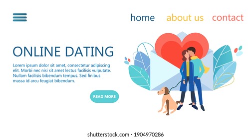 Online dating service concept vector illustration. Web page design templates for romantic meeting, dating website.