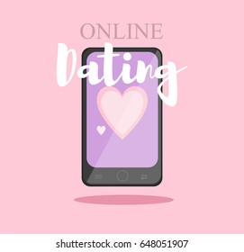 Online Dating In Smartphone. Chat Search Love. Mobile Chat. Vector Illustration.